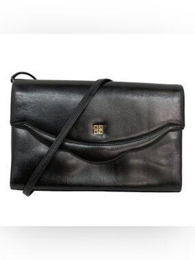 GIVENCHY vintage Sacs Black Leather Convertible Crossbody / Clutch bag